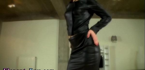  Leather clad euro babe